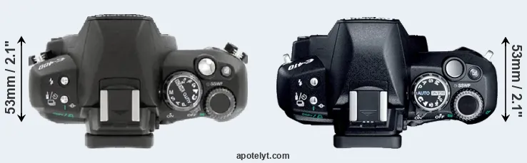 Compare E-400 versus E-410 top
