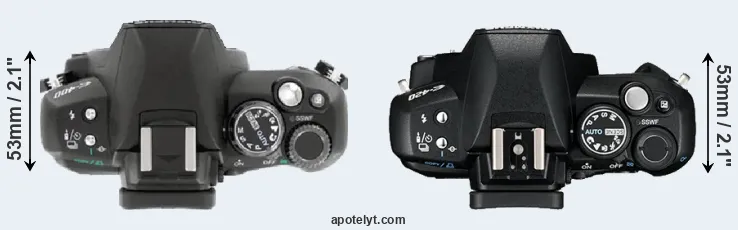 Compare E-400 versus E-420 top