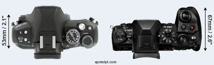Compare E-400 versus E-M1 II top