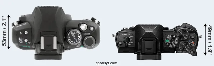 Compare E-400 versus E-M10 IV top