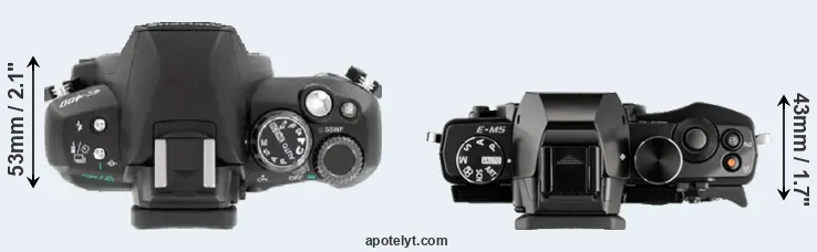 Compare E-400 versus E-M5 top