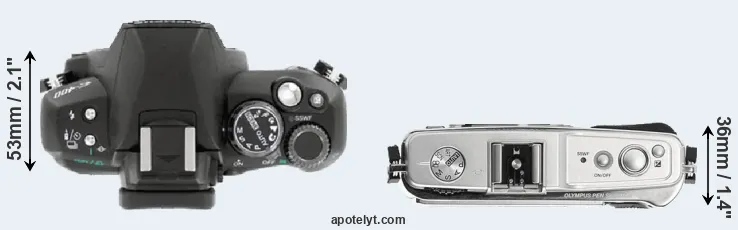 Compare E-400 versus E-P1 top