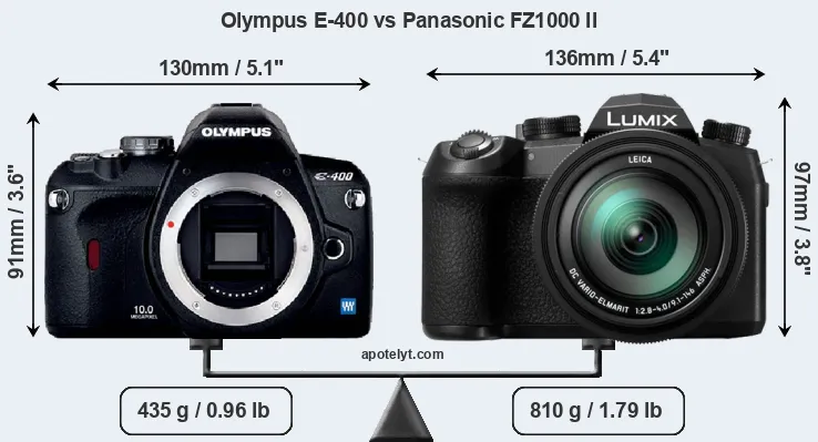 Size Olympus E-400 vs Panasonic FZ1000 II