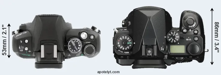 Compare E-400 versus K-1 II top