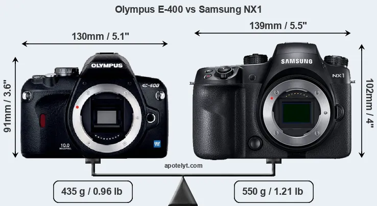 Size Olympus E-400 vs Samsung NX1