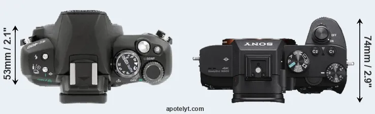 Compare E-400 versus A7 III top