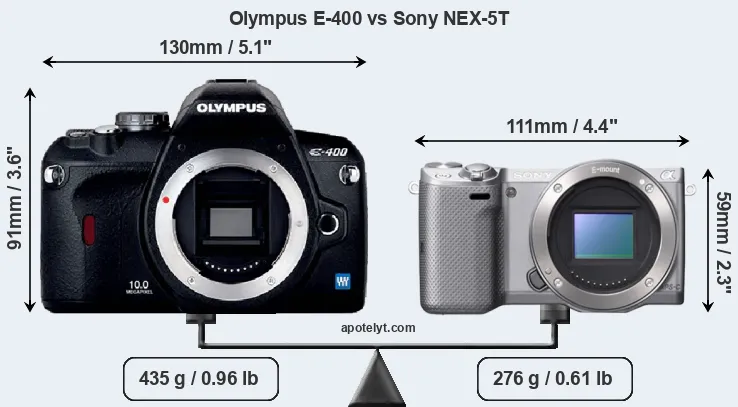 Size Olympus E-400 vs Sony NEX-5T