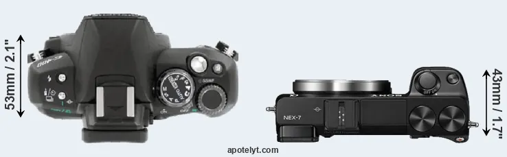 Compare E-400 versus NEX-7 top