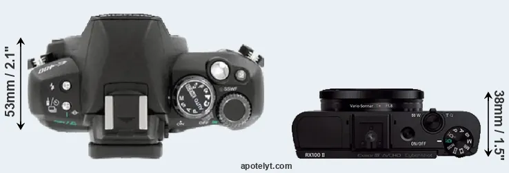 Compare E-400 versus RX100 II top