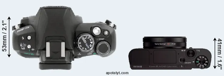 Compare E-400 versus RX100 III top