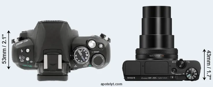 Compare E-400 versus RX100 VI top