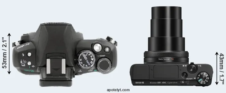 Compare E-400 versus RX100 VII top