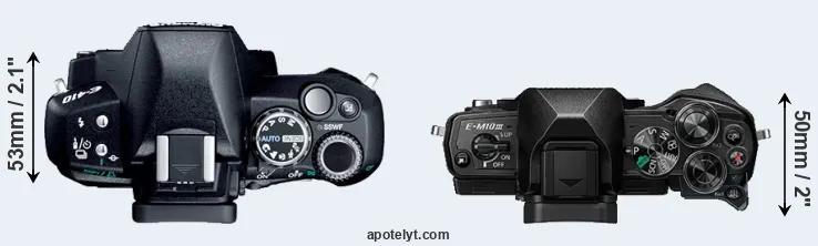 Compare E-410 versus E-M10 III top
