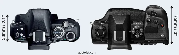 Compare E-410 versus E-M1X top