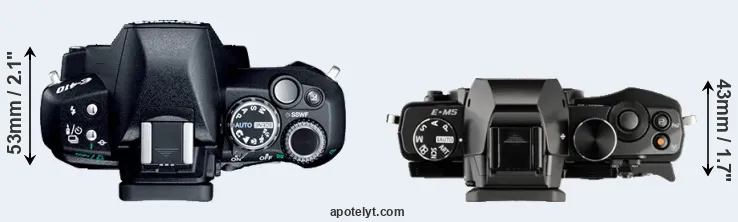 Compare E-410 versus E-M5 top