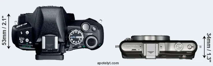 Compare E-410 versus E-PM1 top