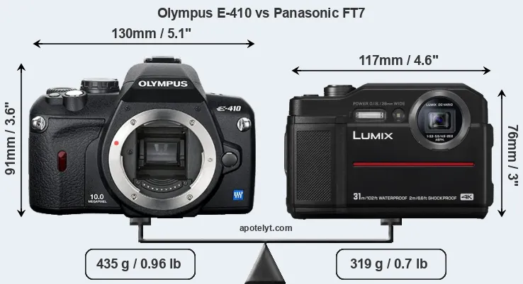 Size Olympus E-410 vs Panasonic FT7
