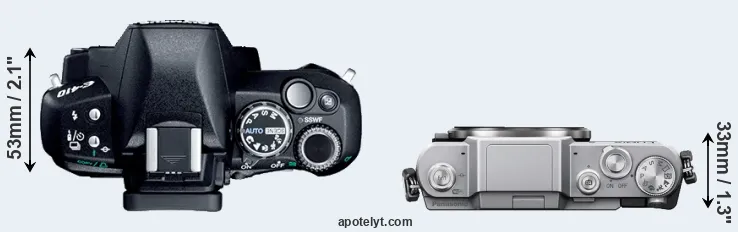 Compare E-410 versus GF7 top