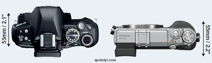 Compare E-410 versus GX7 top