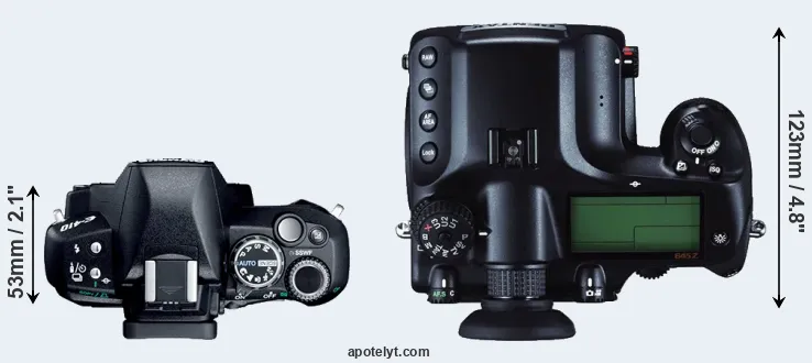 Compare E-410 versus 645Z top
