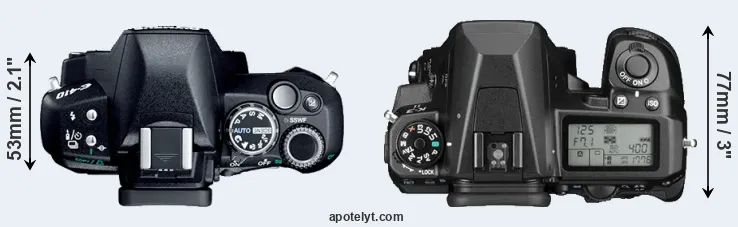 Compare E-410 versus K-3 II top