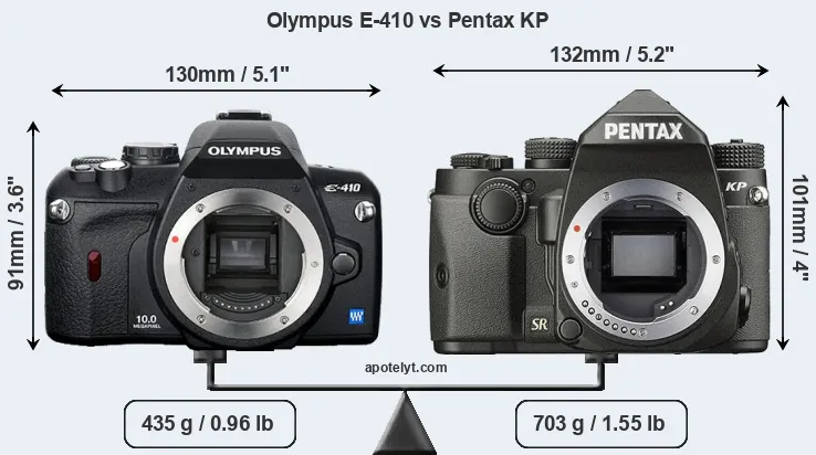 Size Olympus E-410 vs Pentax KP