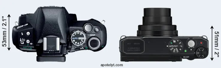 Compare E-410 versus MX-1 top