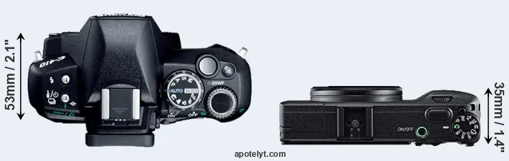 Compare E-410 versus GR top