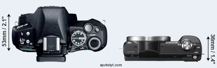 Compare E-410 versus A5000 top