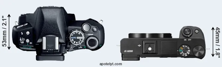 Compare E-410 versus A6000 top