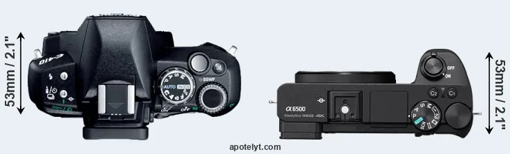 Compare E-410 versus A6500 top