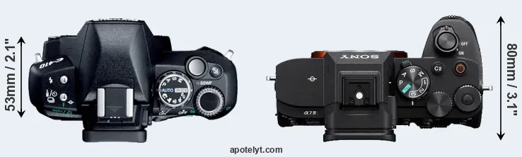 Compare E-410 versus A7 IV top