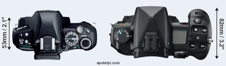 Compare E-410 versus A850 top