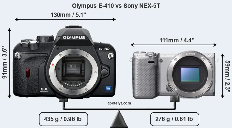 Size Olympus E-410 vs Sony NEX-5T