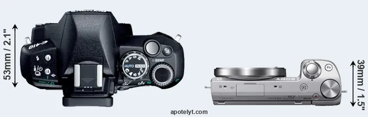 Compare E-410 versus NEX-5T top