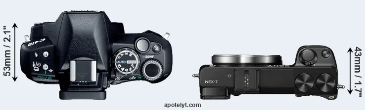 Compare E-410 versus NEX-7 top