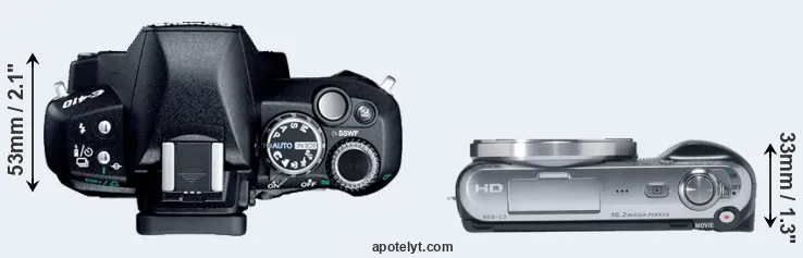 Compare E-410 versus NEX-C3 top