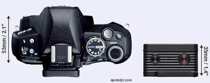 Compare E-410 versus RX0 II top