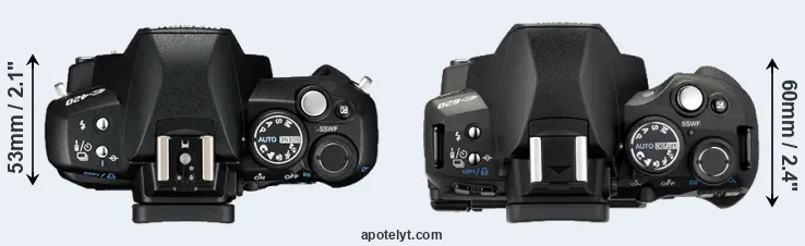 Compare E-420 versus E-620 top
