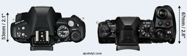 Compare E-420 versus E-M1 II top