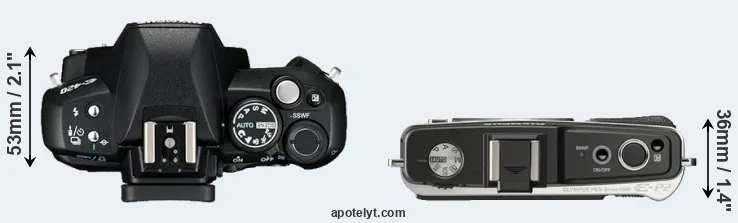 Compare E-420 versus E-P2 top