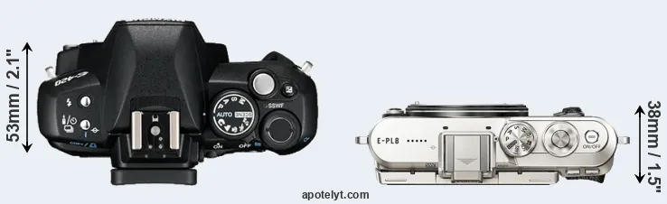 Compare E-420 versus E-PL8 top