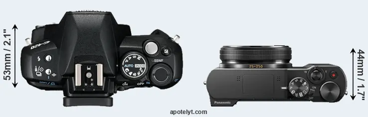 Compare E-420 versus TZ100 top