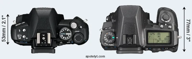Compare E-420 versus K-3 top