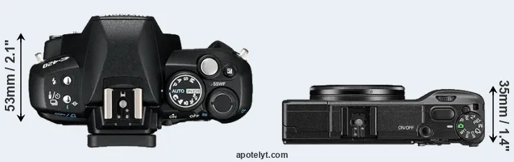Compare E-420 versus GR II top