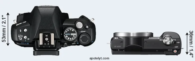 Compare E-420 versus A5000 top