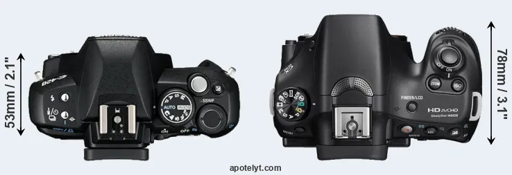Compare E-420 versus A58 top