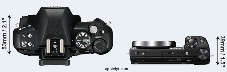 Compare E-420 versus NEX-5R top