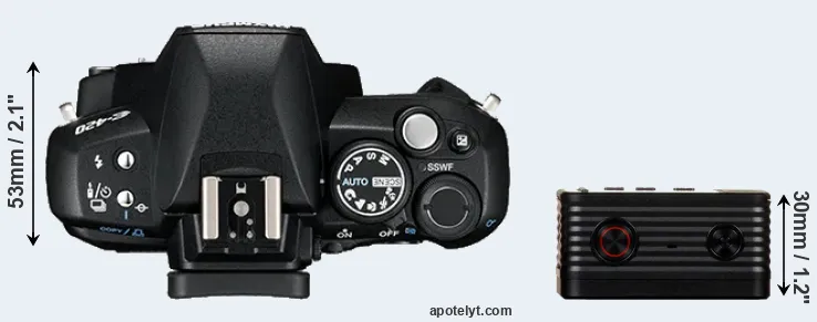 Compare E-420 versus RX0 top