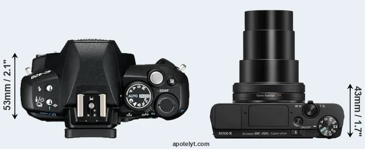 Compare E-420 versus RX100 VI top